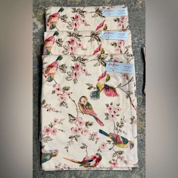 Cath Kidston 5 Pc British Birds - Pastel Towel Set (3Bath 2Tip) Limited Edition